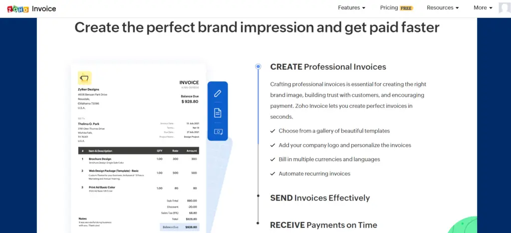 Zoho Invoice