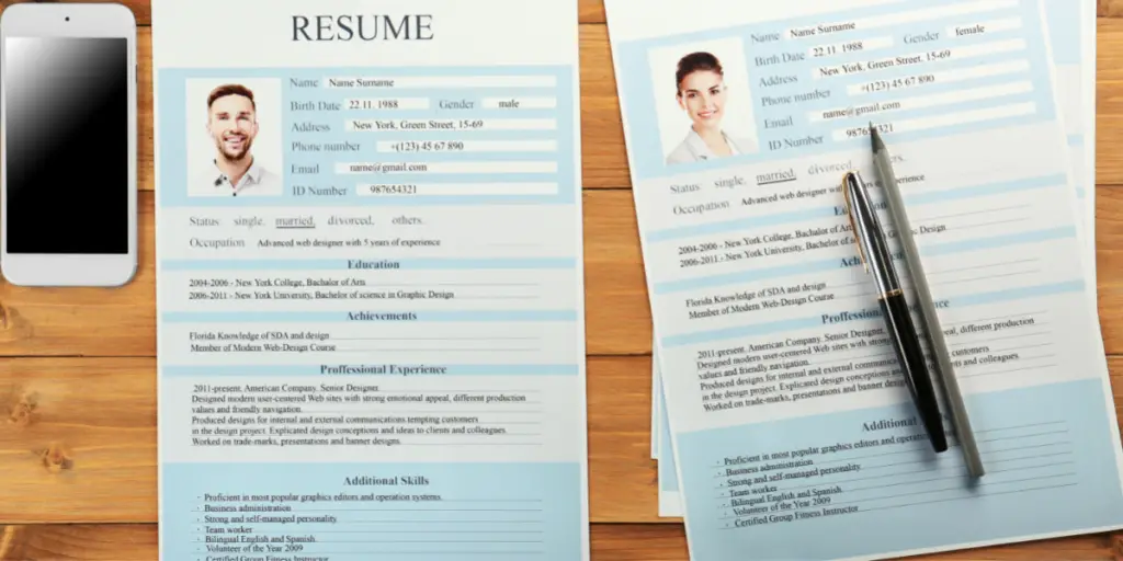 Leadership Skills for Resume. Image Employer workplace with resumes
