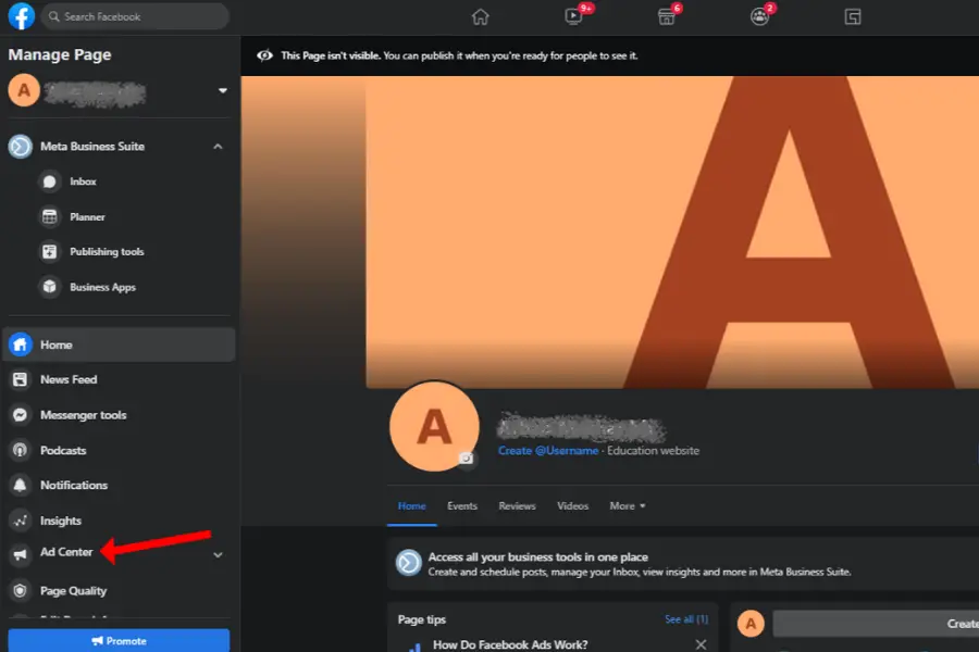 Where is AD Manager on Facebook - Ad Center