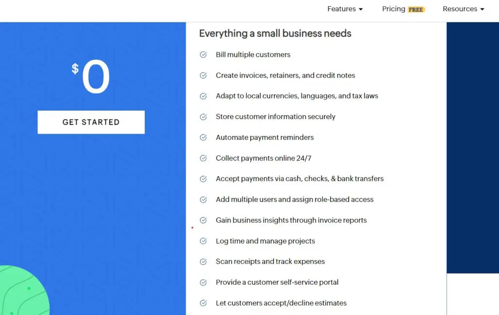 Zoho Pricing plans 