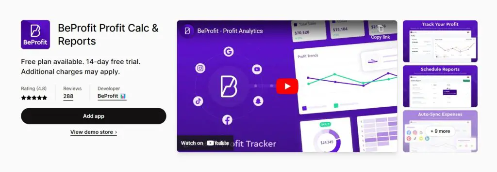 Best Shopify App for Reports & Analytics - BeProfit 