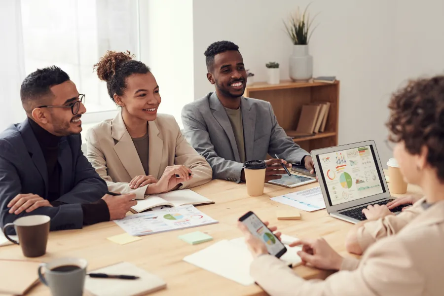 Employees practicing positivity in the workplace