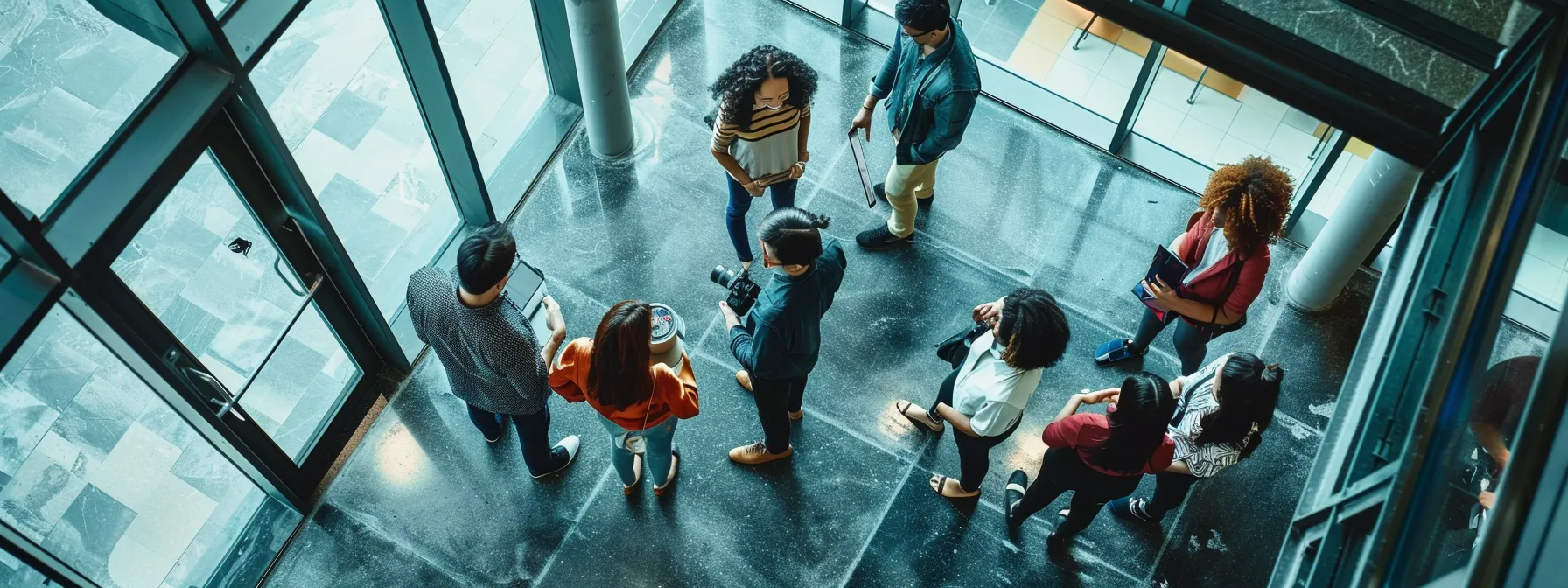 a diverse group of professionals collaborating seamlessly in a modern office setting, showcasing effective cross-functional teamwork in action.