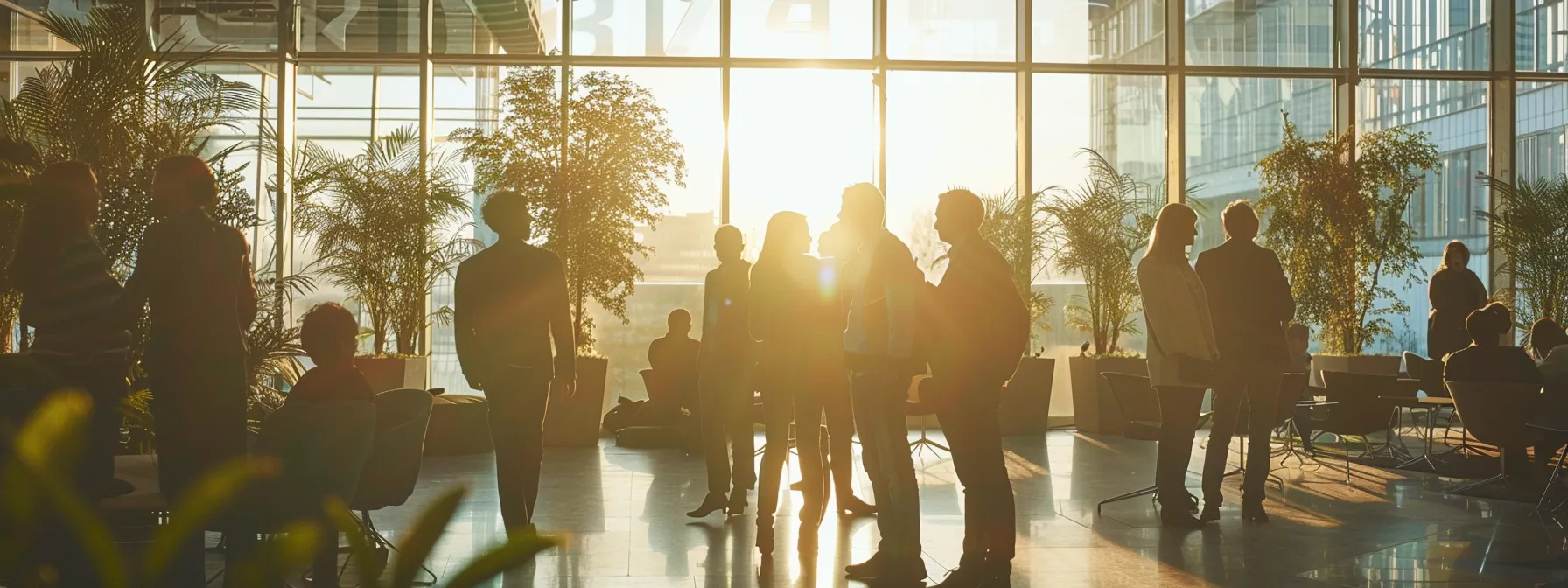 a diverse group of professionals engaged in a dynamic brainstorming session, fostering open conversation and collaboration in a modern office setting with bright natural light filtering through large windows.