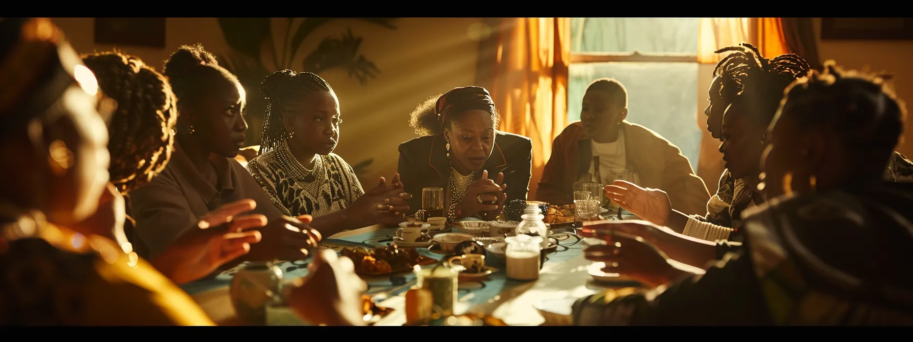 a diverse group of people, united in purpose, gather around a table engaging in deep and meaningful discussions, embodying nelson mandela's approach to reconciliation and unity in times of political turmoil.