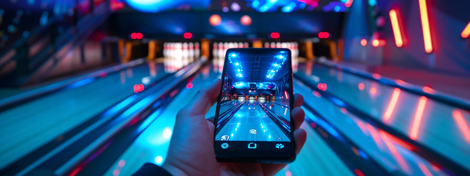 a bowling app interface on a smartphone displaying personalized profiles, performance stats, and social features connecting bowlers for friendly competition.