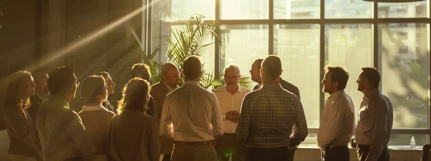 a group of employees standing united with a union representative, confidently voicing their concerns during a negotiation meeting.