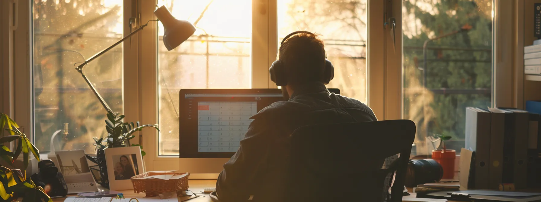 a focused executive assistant sitting at a desk, with a clear calendar and prioritized task list in front of them, demonstrating efficient time management and goal setting.