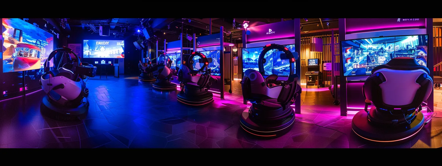 immerse yourself in a vibrant vr gaming arena with top-of-the-line equipment and a wide selection of games to choose from.