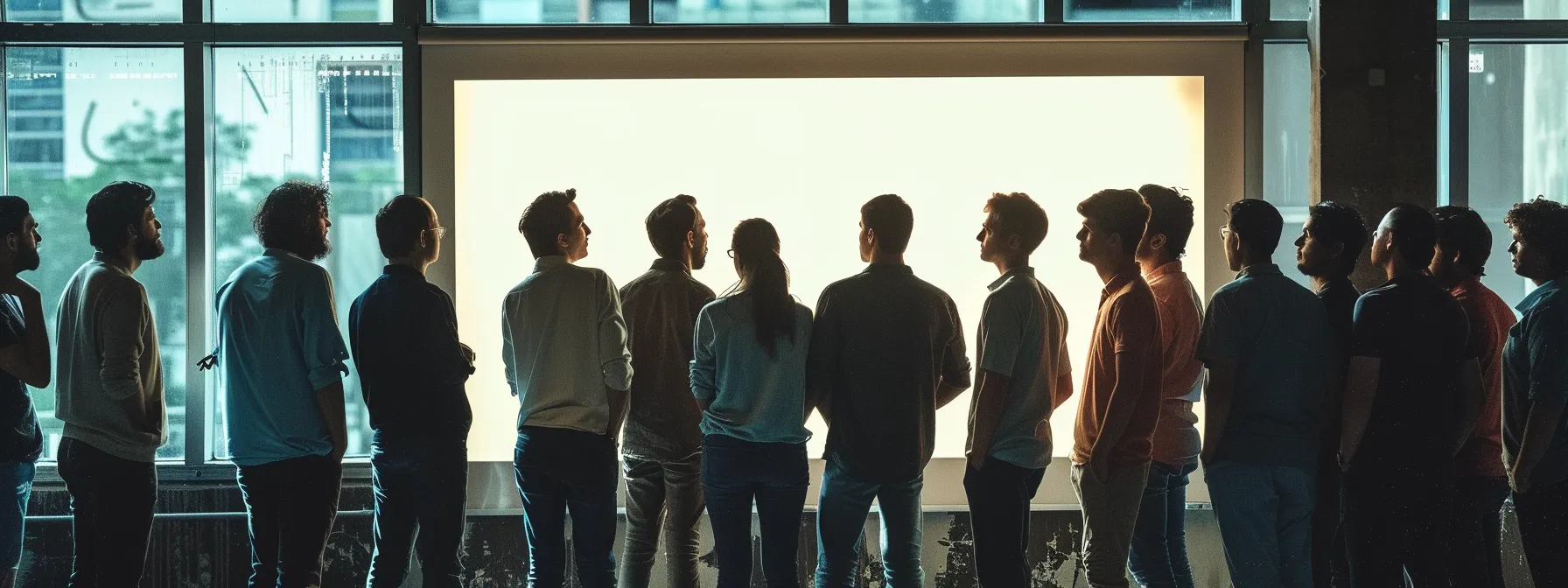 a diverse group of professionals standing around a whiteboard, collaboratively mapping out unified goals and objectives for their cross-functional team while displaying a strong sense of mutual respect and cooperation.