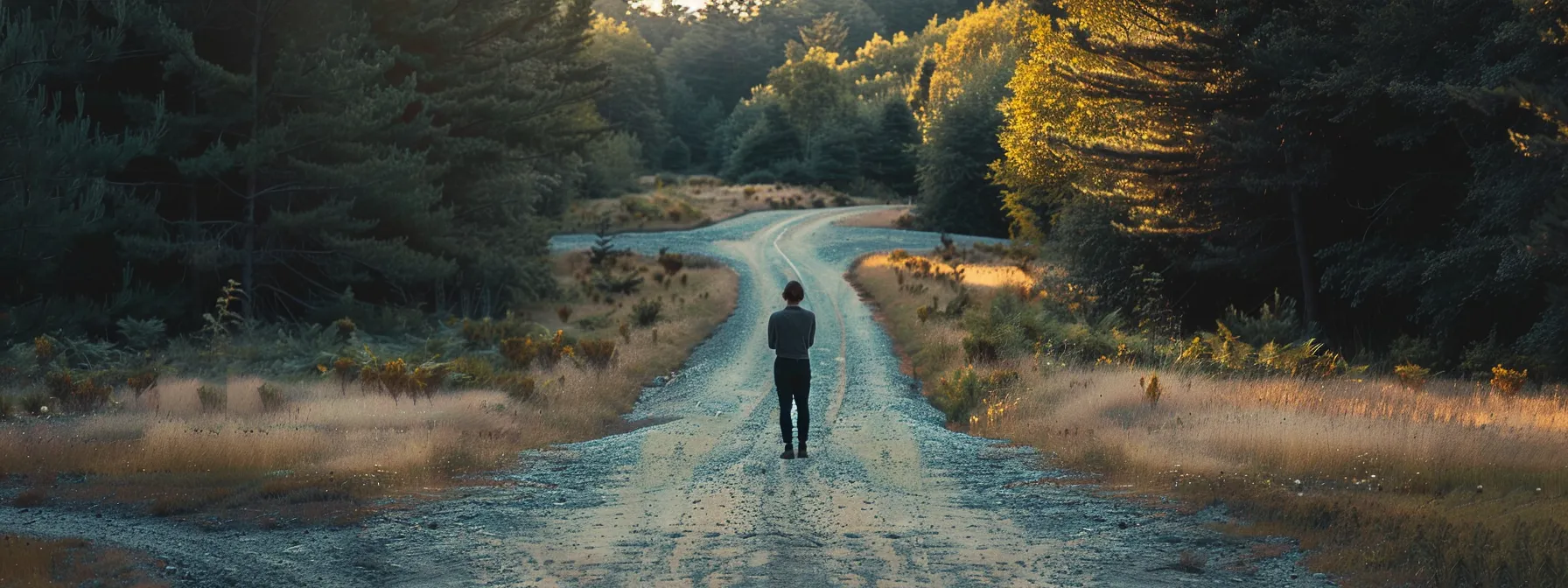 a leader standing at a crossroads, contemplating a path to take with a clear, strategic vision in mind.