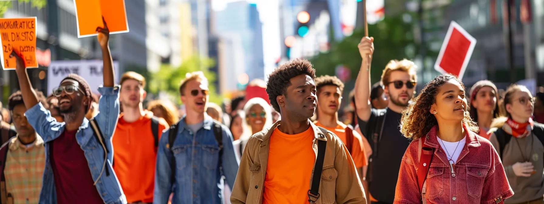 a diverse group of activists marching hand in hand, carrying signs advocating for voter rights and grassroots mobilization techniques, reflecting the enduring influence of martin luther king jr.